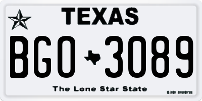 TX license plate BGO3089