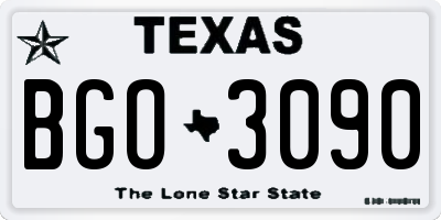 TX license plate BGO3090