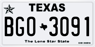 TX license plate BGO3091