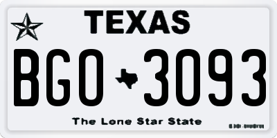 TX license plate BGO3093