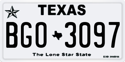 TX license plate BGO3097