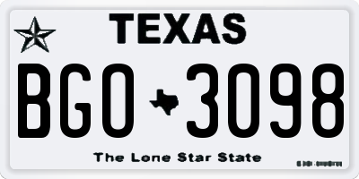 TX license plate BGO3098