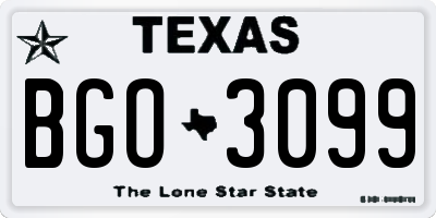 TX license plate BGO3099