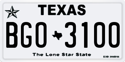 TX license plate BGO3100