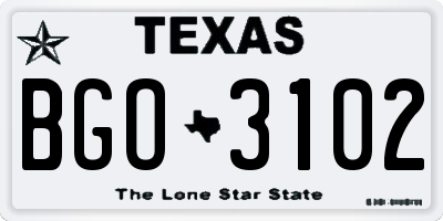 TX license plate BGO3102