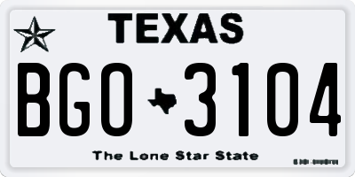 TX license plate BGO3104