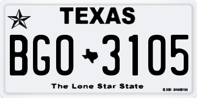 TX license plate BGO3105