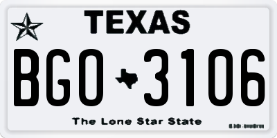 TX license plate BGO3106