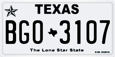 TX license plate BGO3107