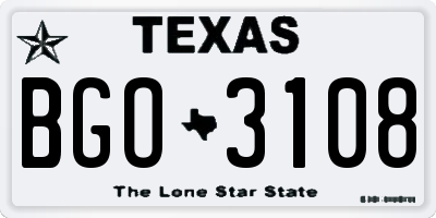 TX license plate BGO3108