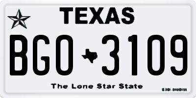 TX license plate BGO3109
