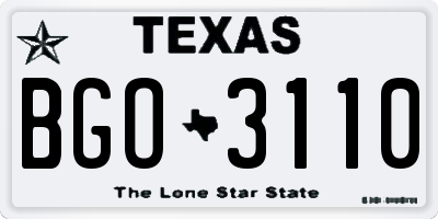 TX license plate BGO3110