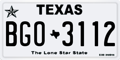 TX license plate BGO3112
