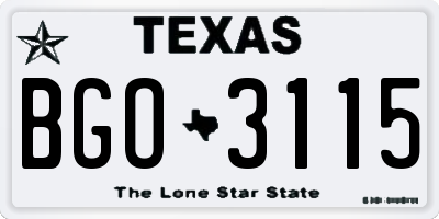 TX license plate BGO3115