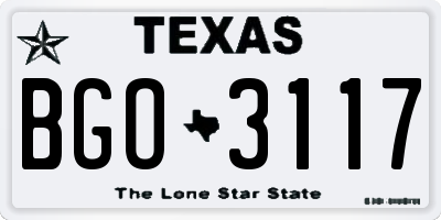 TX license plate BGO3117