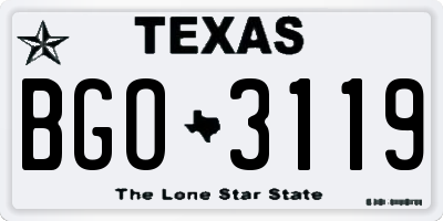 TX license plate BGO3119