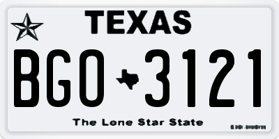 TX license plate BGO3121