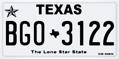 TX license plate BGO3122