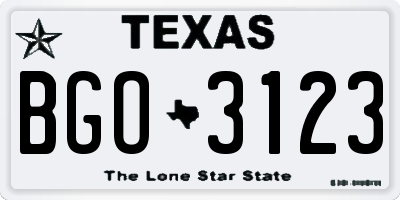 TX license plate BGO3123