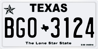 TX license plate BGO3124
