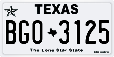 TX license plate BGO3125
