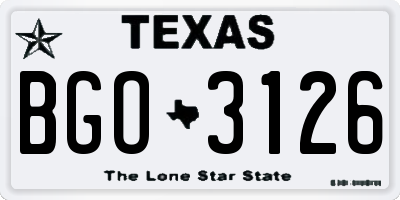 TX license plate BGO3126