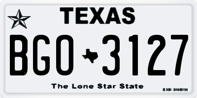 TX license plate BGO3127