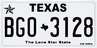 TX license plate BGO3128