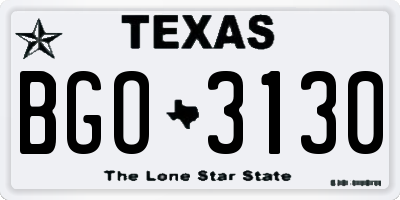 TX license plate BGO3130
