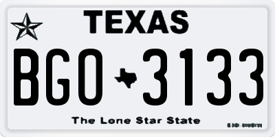 TX license plate BGO3133