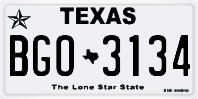TX license plate BGO3134