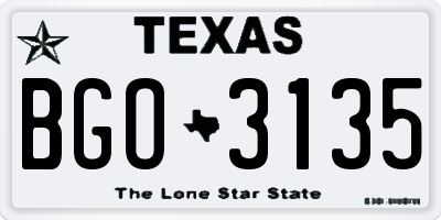 TX license plate BGO3135