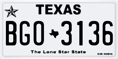 TX license plate BGO3136