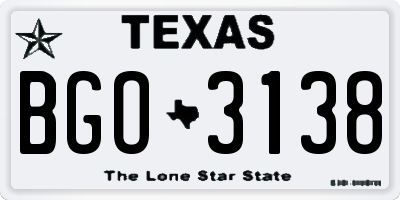 TX license plate BGO3138
