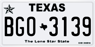 TX license plate BGO3139