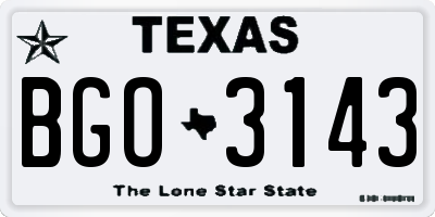 TX license plate BGO3143