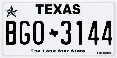 TX license plate BGO3144