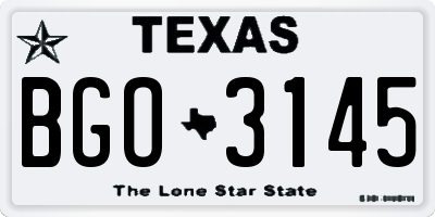 TX license plate BGO3145