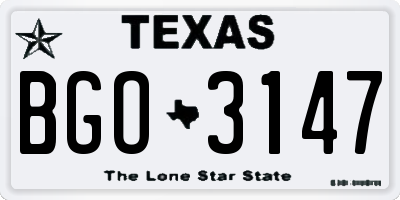 TX license plate BGO3147