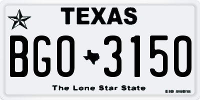 TX license plate BGO3150