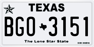 TX license plate BGO3151