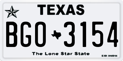 TX license plate BGO3154