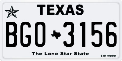 TX license plate BGO3156