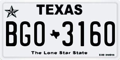 TX license plate BGO3160