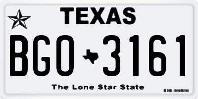 TX license plate BGO3161