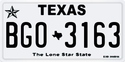TX license plate BGO3163