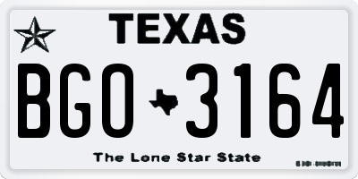TX license plate BGO3164
