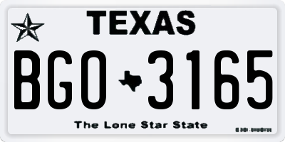 TX license plate BGO3165