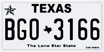TX license plate BGO3166