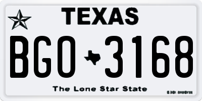 TX license plate BGO3168